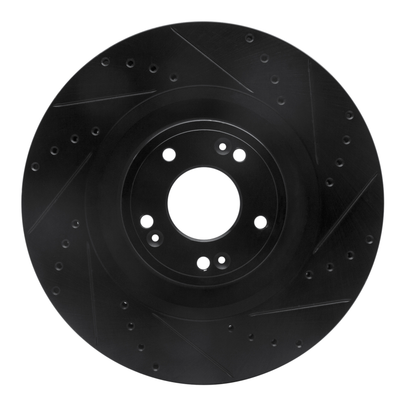 Genesis G80 Brake Rotor (1) - Front Right - R1 Concepts - Drilled & Slotted - Black - `12-`17